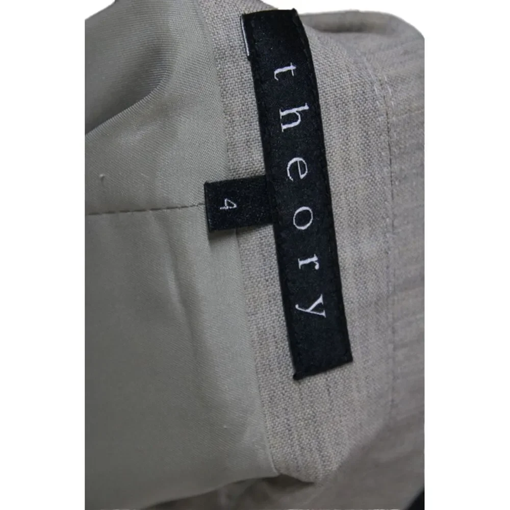Theory Womens Basic Jacket Beige Wool Button Long Sleeve Size 4